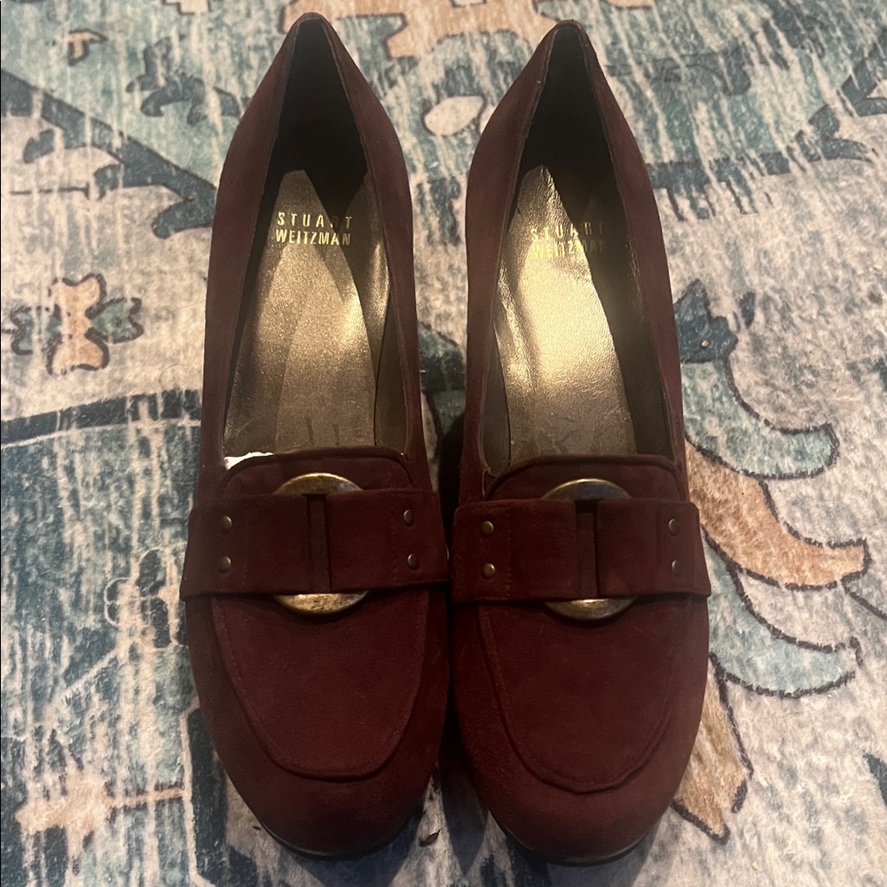 Stuart Weitzman Women's Deep Brown Wedge Loafers size 8.5
